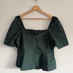 GAP Women's Hunter Green Button-Up Top
